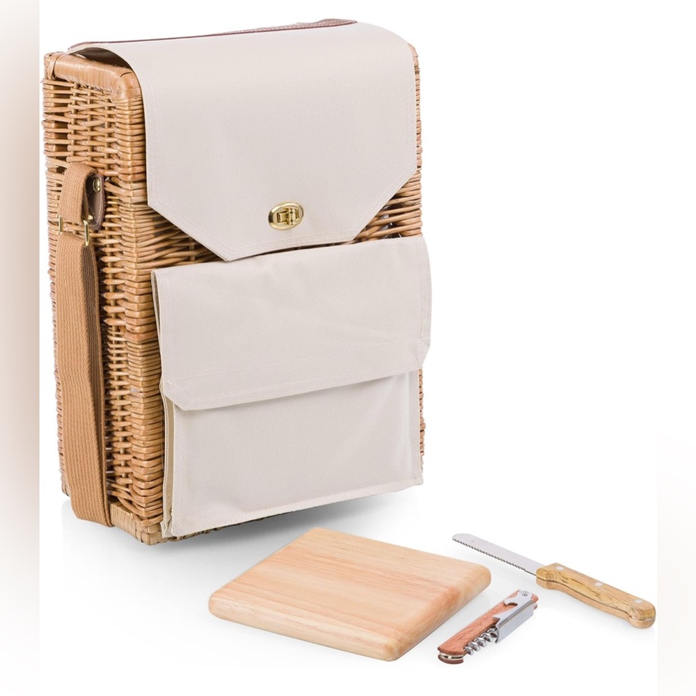 Beaches by Sandals Picnic Time Corsica Wine and Cheese Picnic Basket Tote EUC - Picture 2 of 7